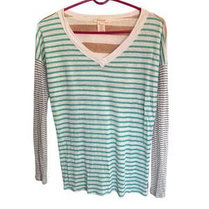 SUNDANCE Cotton Colorblock Sweater Languid Stripe L Lightweight fishermancore,